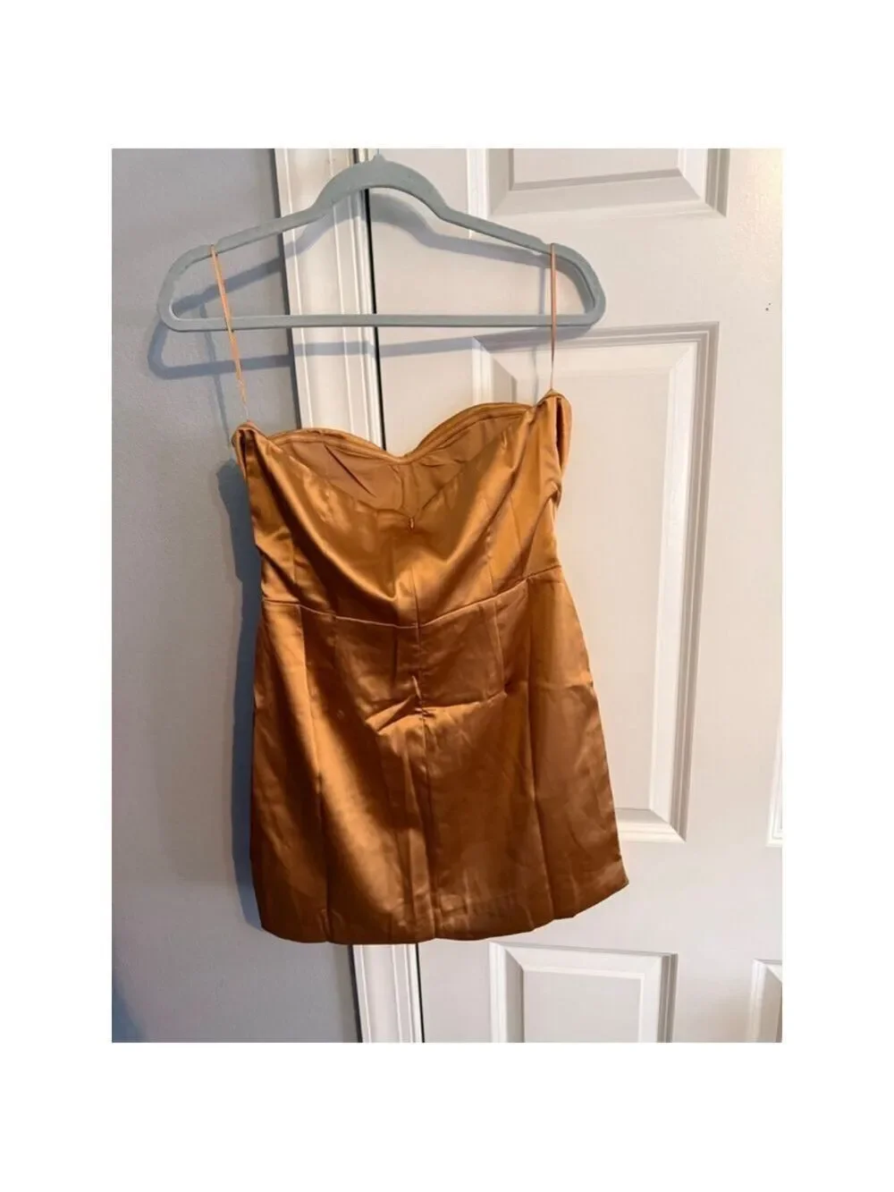 Women's Naked Wardrobe Gold Strapless Mini Dress L